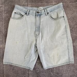 Mens Vintage Y2K Trend Basics 10" Light Blue Denim Skate Jean Shorts Jorts Sz 38